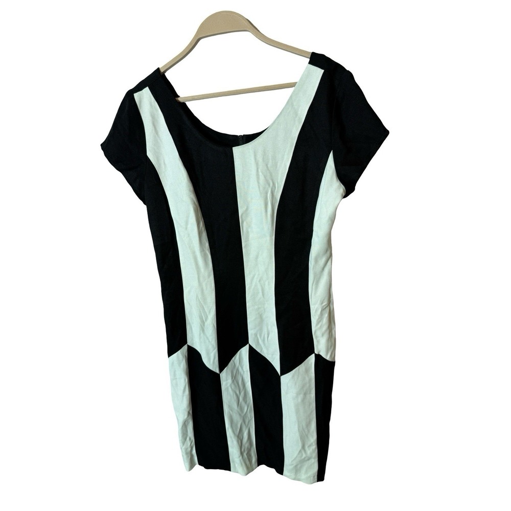 All‎ That Jazz vintage black & white sheath cap sleeve dress 9/10